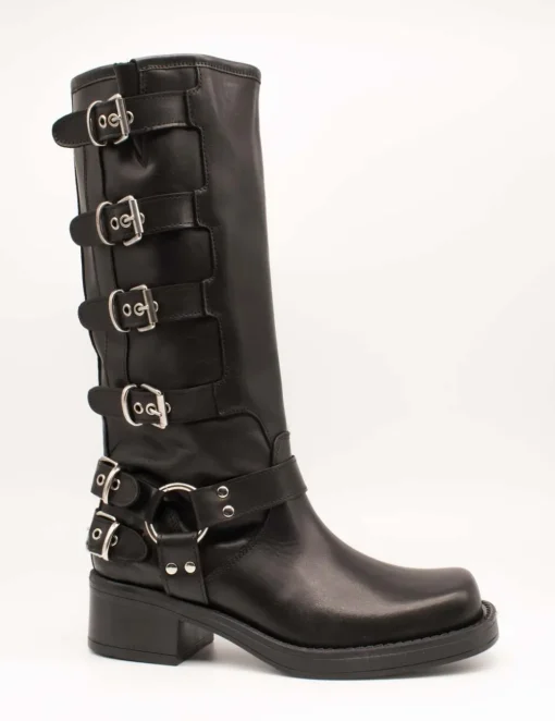 Bota Ovyé 7176VITNE-Nero Hebillas Negro de Mujer